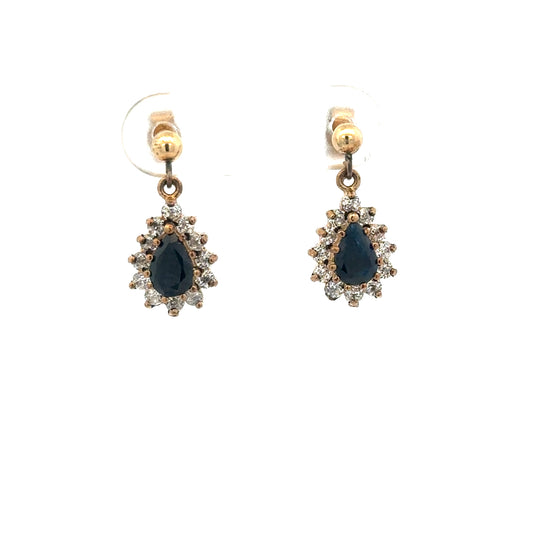 9ct yellow gold earrings weighing 1.8g, unbranded, with a simple elegant design, shown in a close-up image.