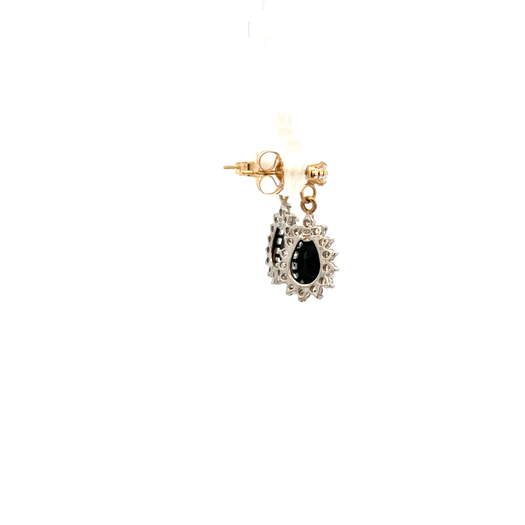 9ct yellow gold earrings weighing 1.9g, unbranded jewelry with a classic design, shown in a close-up image.