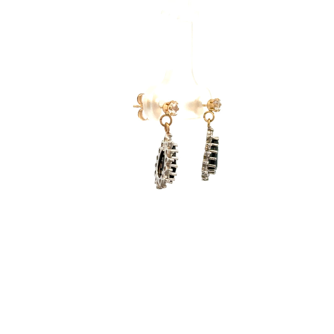 Pair of 9ct yellow gold earrings weighing 1.9g, unbranded jewelry with a classic design, shown on a white background.