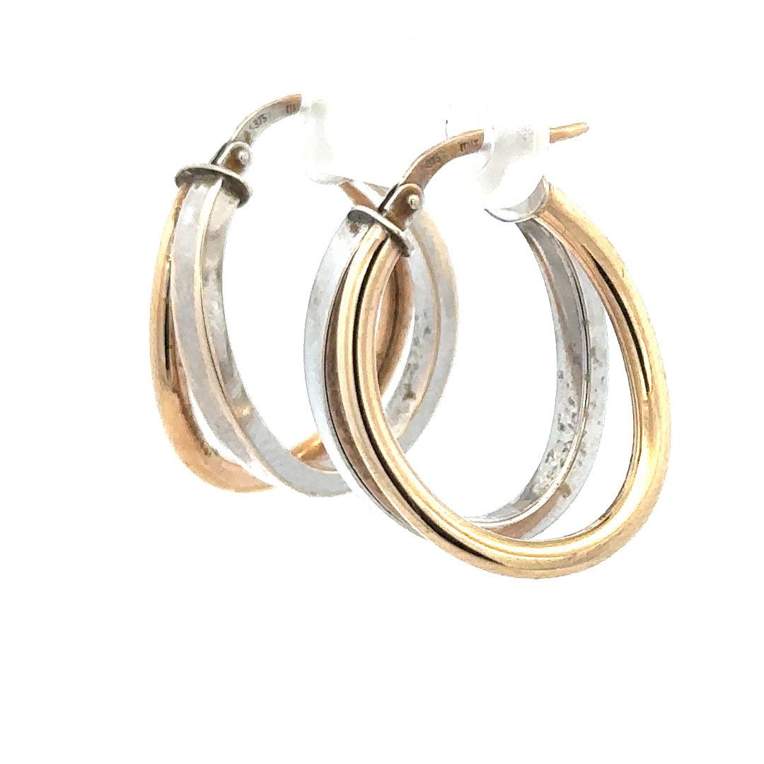 9ct yellow gold earrings weighing 2.3g, unbranded, with a simple and elegant design, shown in a close-up image.