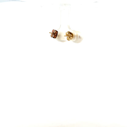 9ct yellow gold earrings weighing 2.6g, unbranded, with a simple and elegant design, shown in a close-up image.