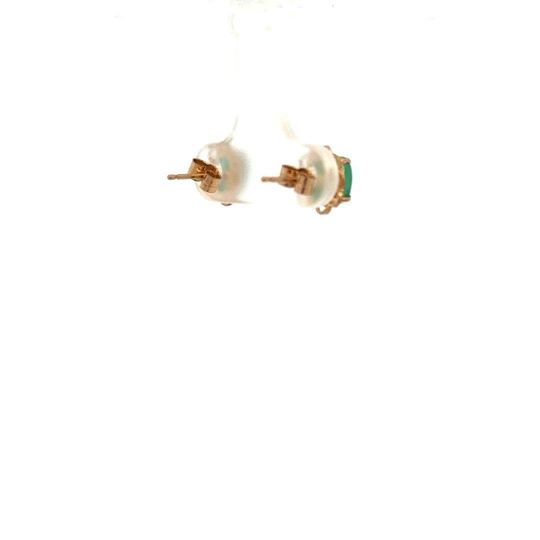 9ct yellow gold emerald earrings with a delicate design, showcasing vibrant emerald stones in a classic earring style.