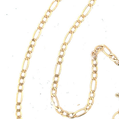 9ct yellow gold Figaro bracelet with a 1.5g weight, featuring classic linked chain design, unbranded jewelry accessory