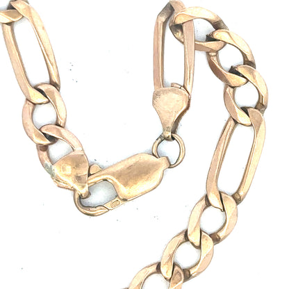 9ct yellow gold Figaro bracelet showcasing a stylish chain design, weighing 11.9g, unbranded jewelry accessory.