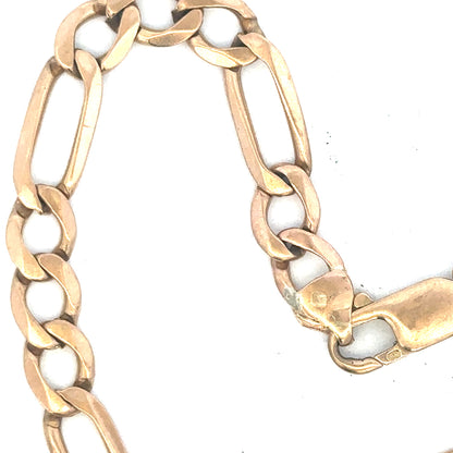 9ct yellow gold Figaro bracelet weighing 11.9g, unbranded, featuring linked chain design for elegant jewelry.