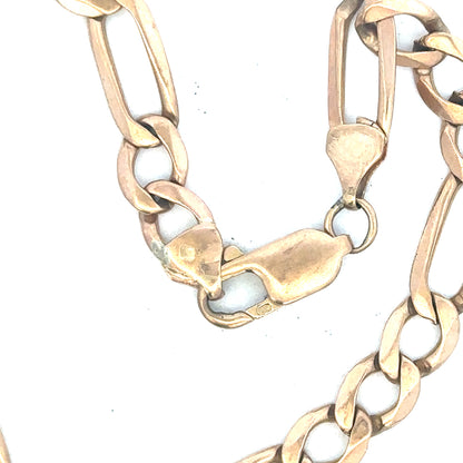 9ct yellow gold figaro bracelet with a polished chain design, weighing 11.9g, unbranded jewelry accessory.