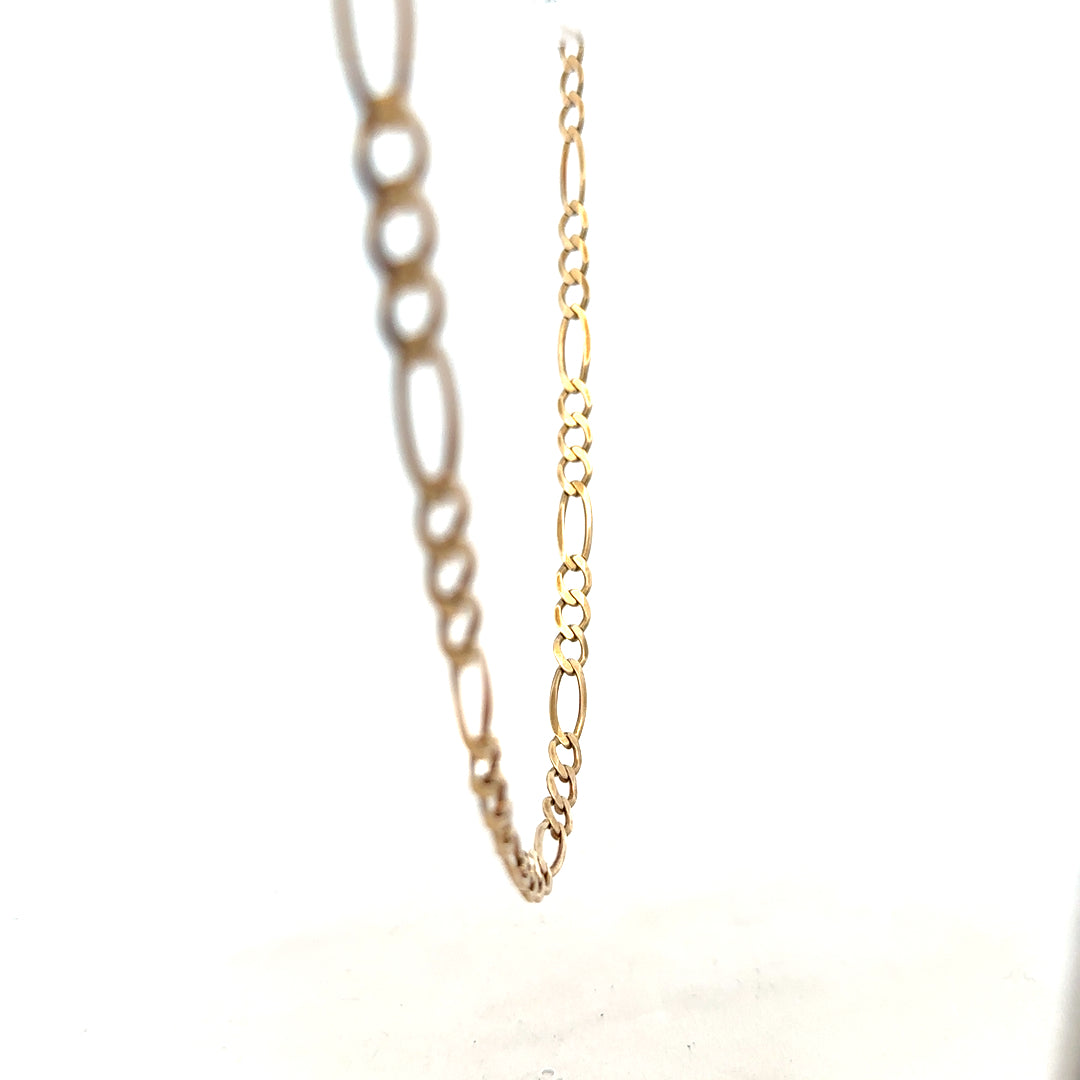 9ct yellow gold Figaro chain with a polished finish, weighing 12.7g, displayed on a neutral background.