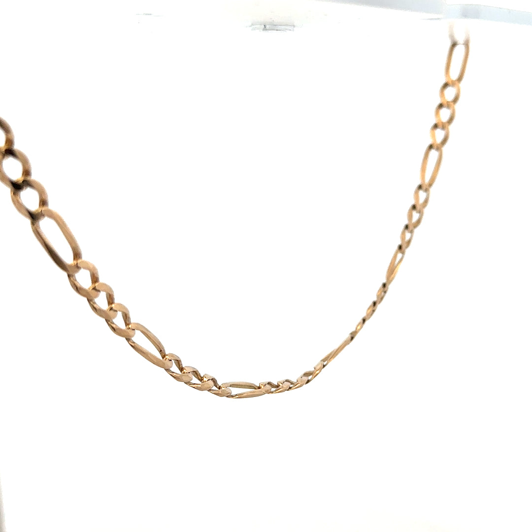 9ct yellow gold Figaro chain, unbranded, with a polished finish, weighs 25.9g, displayed on a plain background.