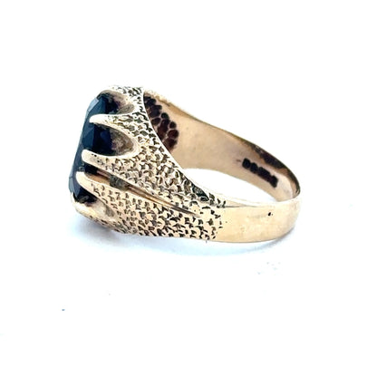 9ct yellow gold garnet ring in size N 1/2, featuring a deep red garnet gemstone set in a classic gold band.
