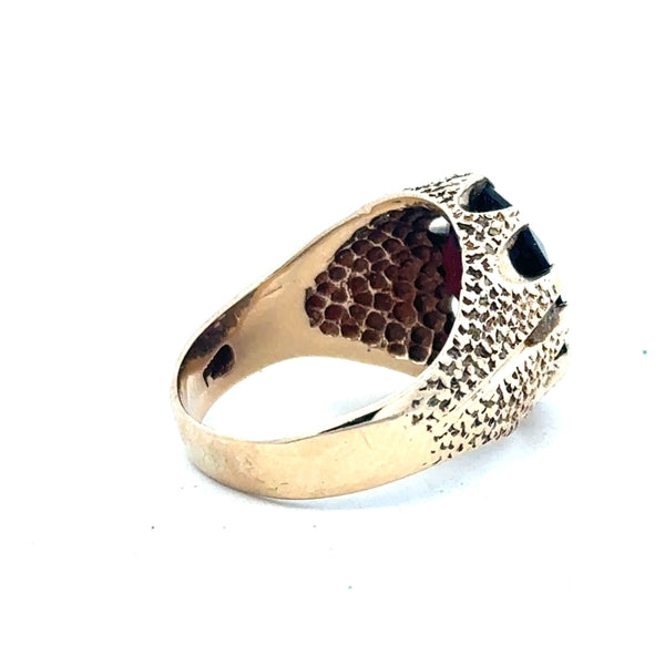 9ct yellow gold garnet ring in size N1/2 featuring a vibrant garnet gemstone set in a classic gold band.