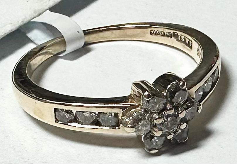 9ct yellow gold half-carat diamond ring in size M with elegant design, featuring a sparkling diamond set in a classic band.