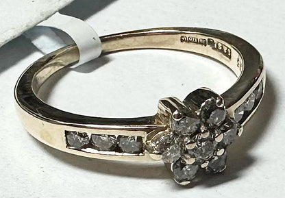 9ct yellow gold half-carat diamond ring in size M with elegant design, featuring a sparkling diamond set in a classic band.
