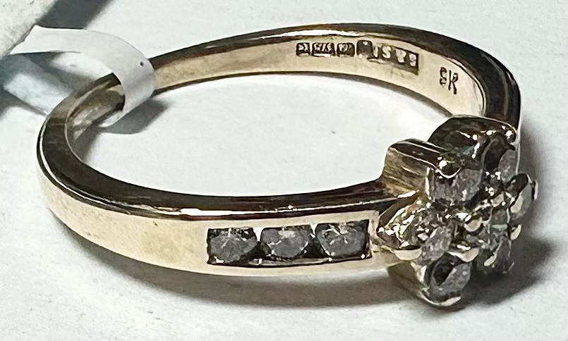 9ct yellow gold half-carat diamond ring in size M, featuring a classic design and sparkling diamonds.