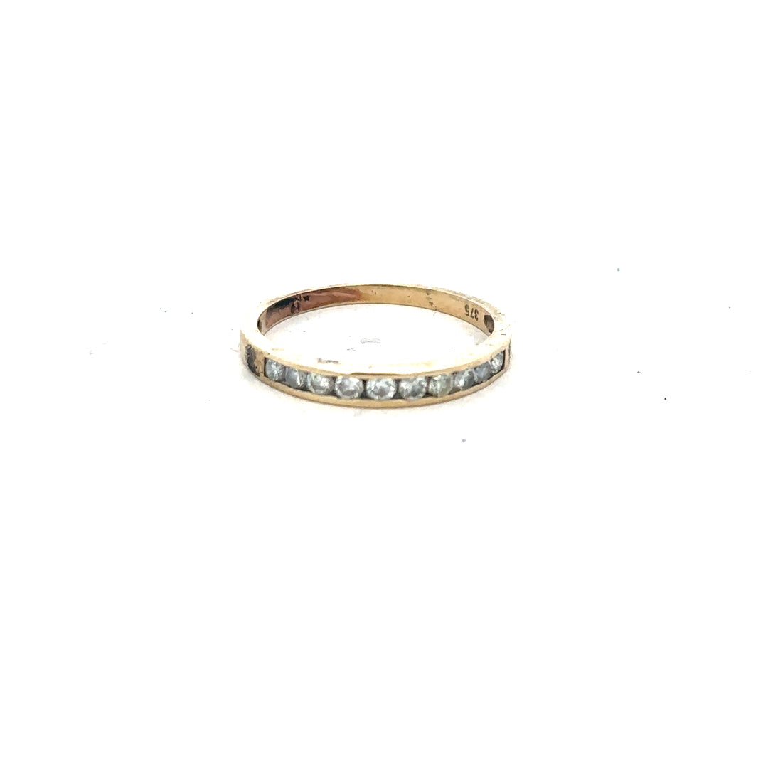 9ct yellow gold half eternity diamond ring in size N with sparkling diamonds, unbranded jewelry for elegant style.