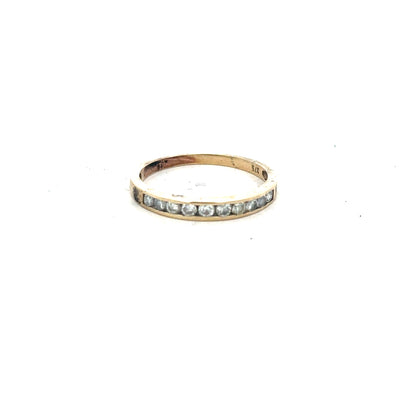 9ct yellow gold half eternity diamond ring in size N with sparkling diamonds, unbranded jewelry for elegant style.