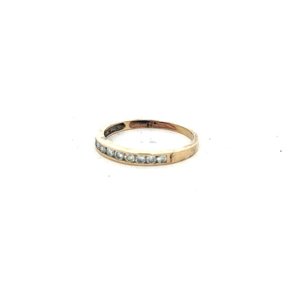 9ct yellow gold half eternity diamond ring in size N with sparkling diamonds, unbranded jewelry accessory.