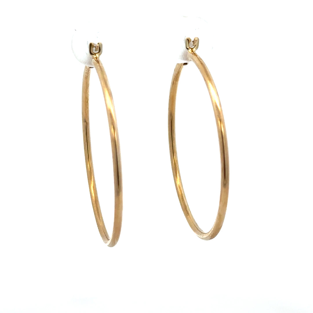 9ct yellow gold hoop earrings, lightweight 1.1g, classic round design, unbranded jewelry for everyday wear