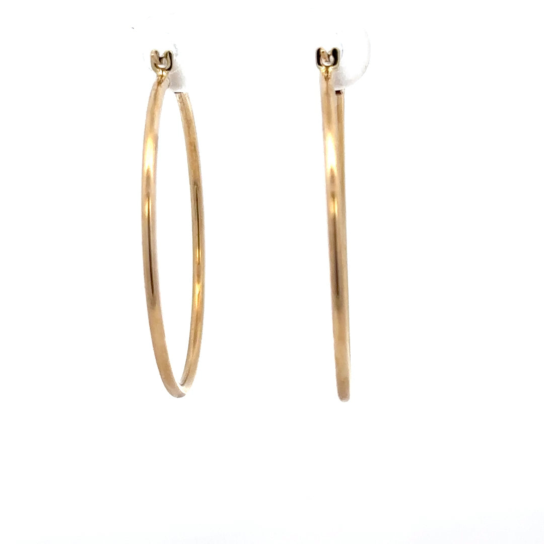 9ct yellow gold hoop earrings with a polished finish, lightweight 1.1g, unbranded, perfect for everyday wear.