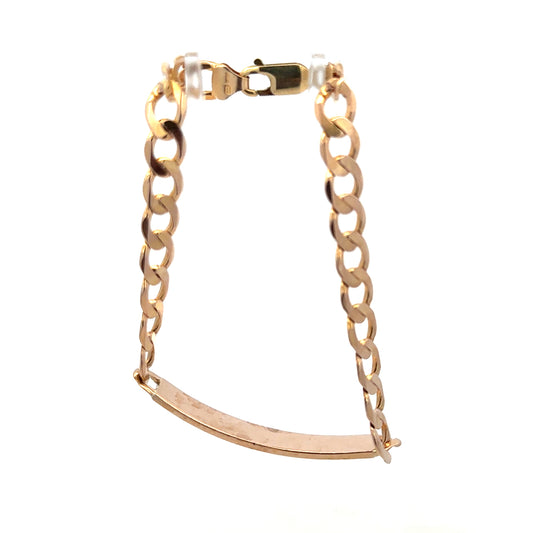 9ct yellow gold ID bracelet weighing 12.2g, unbranded, with a sleek design and smooth finish, shown on a plain background.