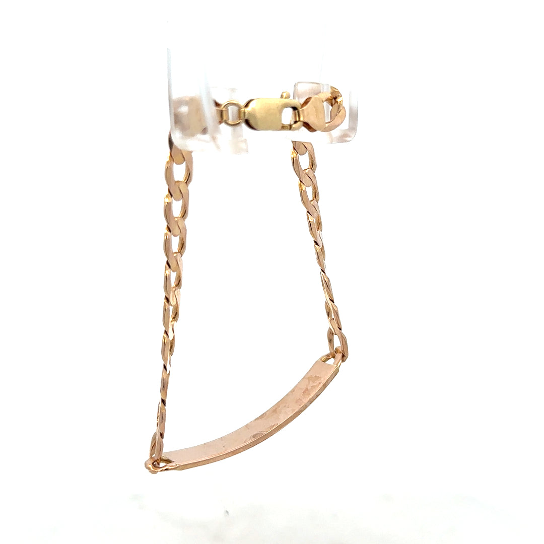 9ct yellow gold ID bracelet weighing 12.2g, unbranded, with a classic design and secure clasp, shown on a plain background.