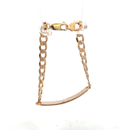 9ct yellow gold ID bracelet with a sleek design, weighing 12.2g, featuring a polished finish and classic style.