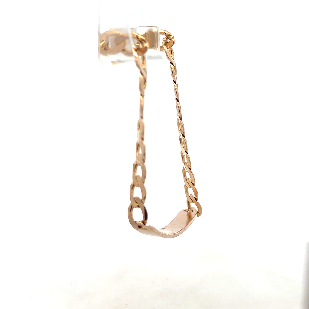 9ct yellow gold ID bracelet with a secure clasp, showcasing a polished finish and lightweight design, weighing 12.2 grams.
