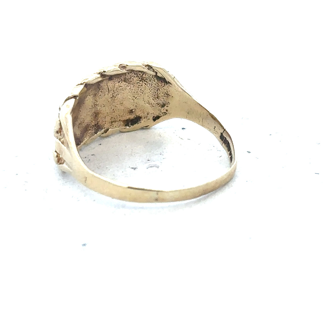 9ct yellow gold keeper ring in size P1/2, unbranded, showcasing a polished gold band with a secure keeper setting.