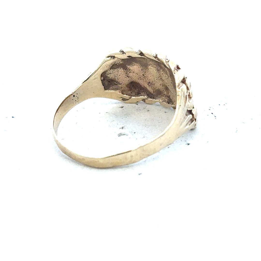 Yellow gold keeper ring in size P1/2, crafted in 9-carat gold, featuring a simple, elegant design for secure wear.