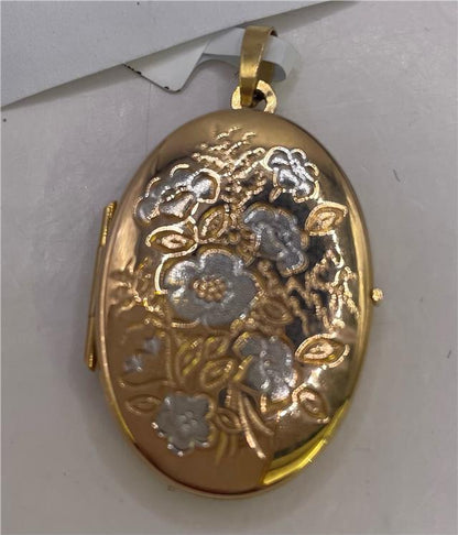 9ct yellow gold pendant locket with a smooth, polished surface, designed for necklaces, unbranded jewelry.