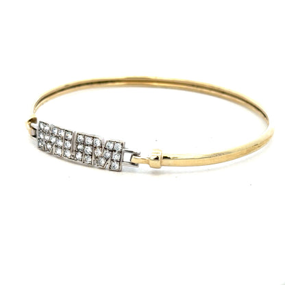 9ct yellow gold Mum bangle bracelet featuring a simple, elegant design, weighing 5.3 grams, unbranded jewelry accessory.