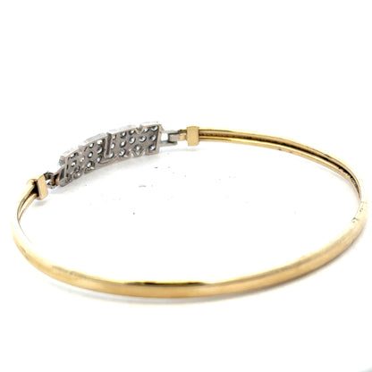9ct yellow gold MUM bangle bracelet, unbranded, 5.3g, showcasing a sleek design and polished finish.