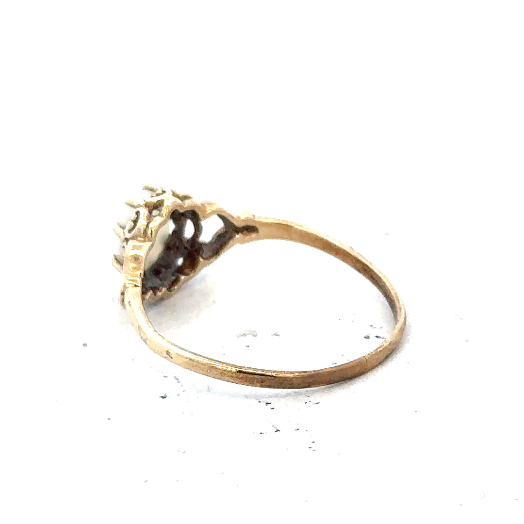 9ct yellow gold opal ring in size P with vibrant multicolored opal gemstone, unbranded jewelry piece.