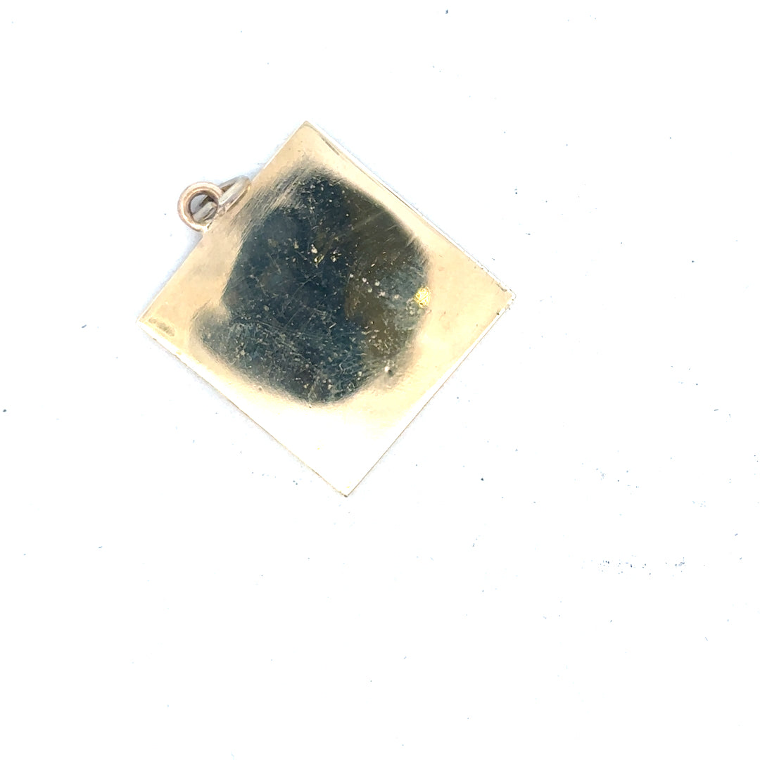 9ct yellow gold pendant weighing 9.6g, unbranded with a simple, elegant design, shown against a neutral background.