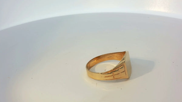 9ct yellow gold ring with a smooth band, unbranded, showcasing a classic and elegant design suitable for everyday wear.