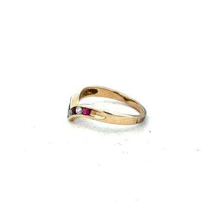 9ct yellow gold ring size J with smooth band, unbranded jewelry piece, showcasing shiny gold finish and classic design.