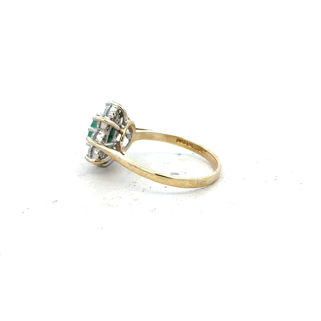 9ct yellow gold ring in size J with a smooth band, unbranded jewelry accessory, shown in close-up detail.