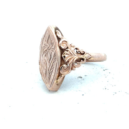 9ct yellow gold ring in size J with a smooth band, unbranded, showcasing its shiny finish and elegant design.