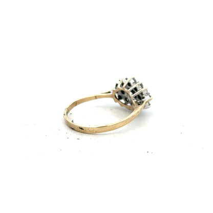 9ct yellow gold ring in size J1/2 with a smooth band, unbranded, showcasing a polished finish and classic design.