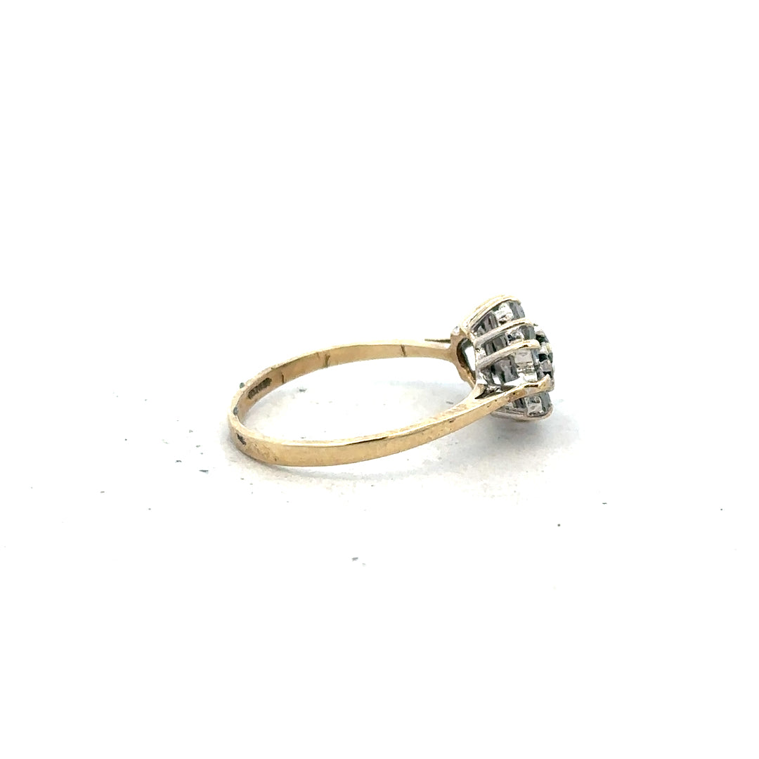 9ct yellow gold ring in size J1/2 with a smooth band, unbranded jewelry piece with a polished finish.