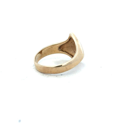 9ct yellow gold ring size K with smooth band, unbranded jewelry accessory designed for elegant wear.