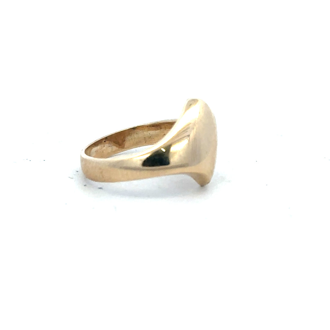 9ct yellow gold ring in size K, unbranded, featuring a smooth polished band and classic design.