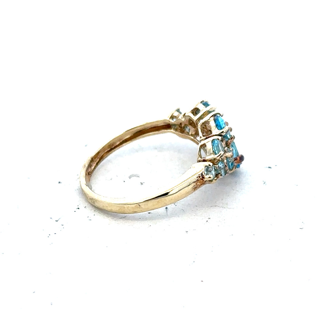 9ct yellow gold ring in size K, featuring a smooth band and polished finish, unbranded jewelry piece.