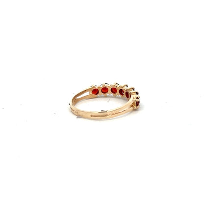 9ct yellow gold ring size K1/2 with a smooth band, unbranded, shown from a side view in this product image.