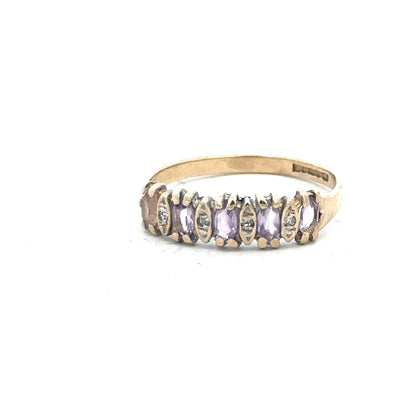 9ct yellow gold ring size K1/2 with a simple band, unbranded jewelry displayed on a plain background.
