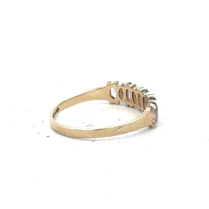 9ct yellow gold ring size K1/2 with a smooth band, unbranded jewelry showcasing classic gold craftsmanship.