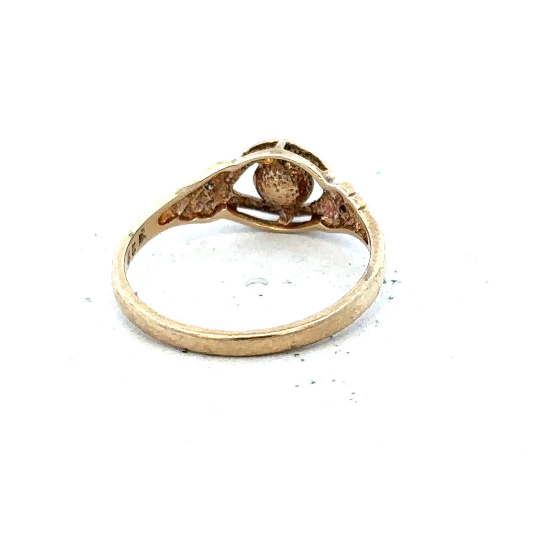 9ct yellow gold ring in size K1/2 with a smooth, polished finish, unbranded jewelry, shown in a detailed close-up image.