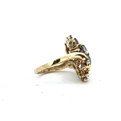 9ct yellow gold ring in size L with a smooth band, unbranded, shown on a plain background.