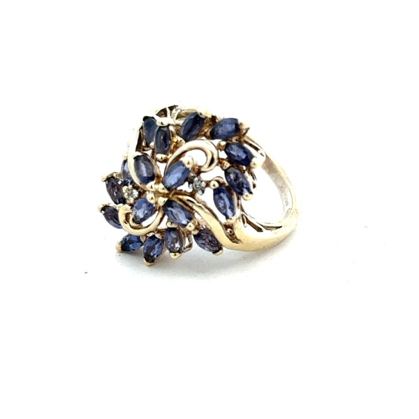 9ct yellow gold ring in size L with a simple, polished band, unbranded jewelry piece on a plain background.