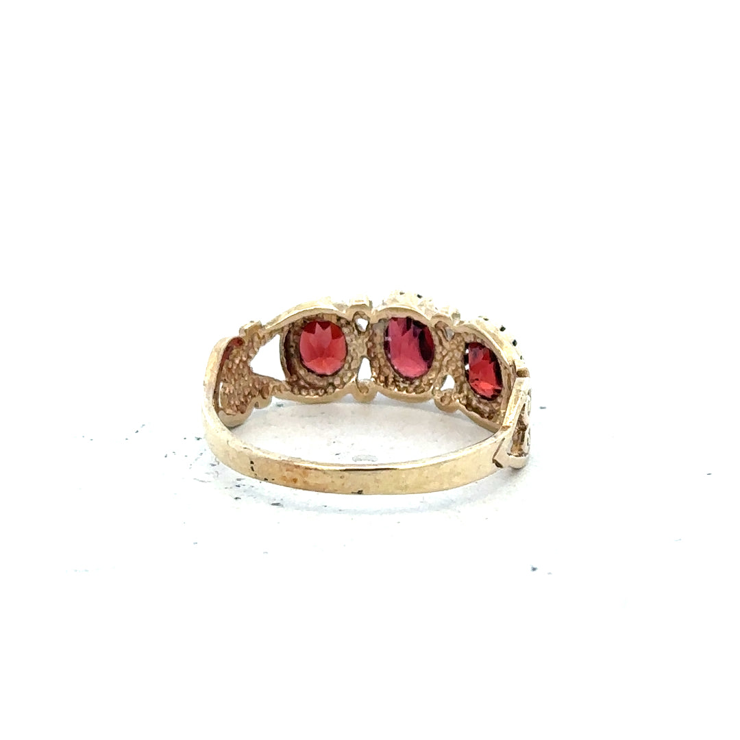 9ct yellow gold ring in size L with a simple band design, unbranded, shown on a white background.