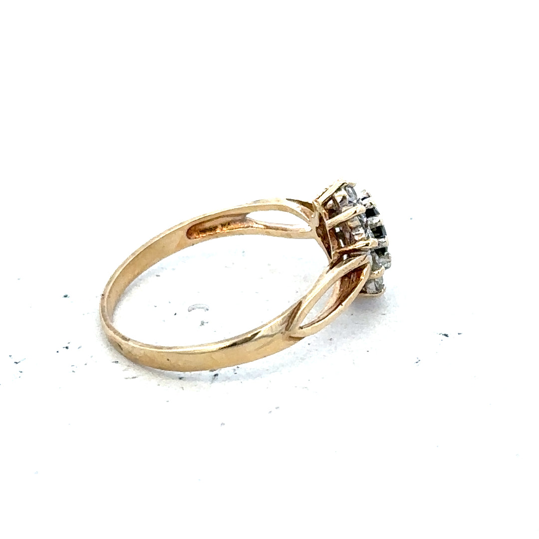 9ct yellow gold ring in size L with a smooth band, unbranded jewelry piece displayed on a neutral background.